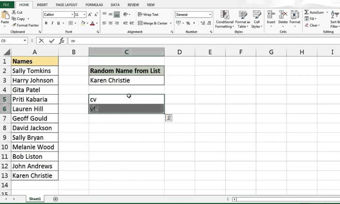 Selecting A Random Name In Excel